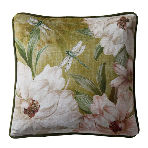 Appletree Fiorella Velvet Filled Cushion 43cm x 43cm Olive