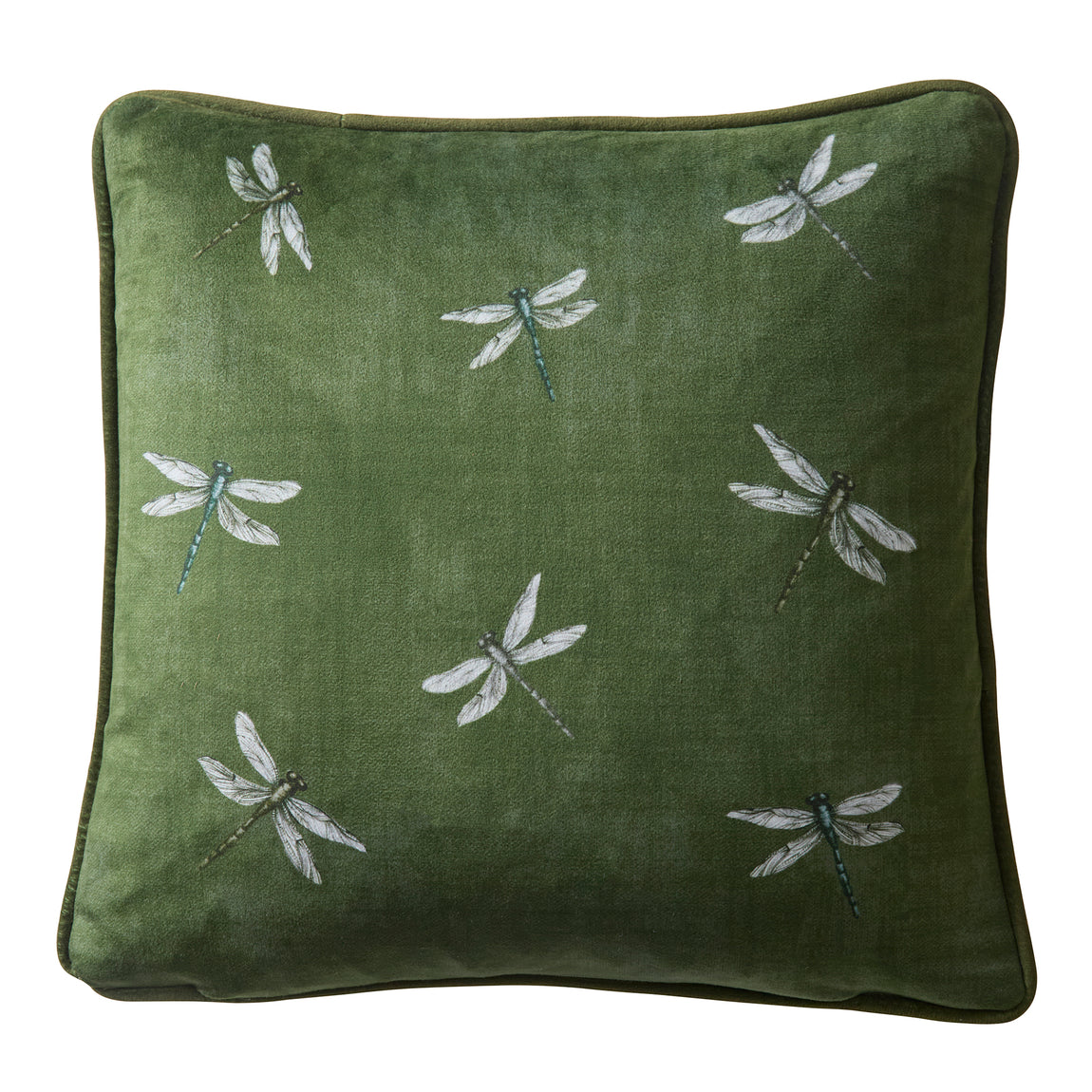 Appletree Fiorella Velvet Filled Cushion 43cm x 43cm Olive