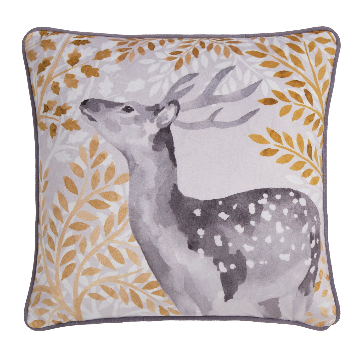Dreams & Drapes Forest Animals Velvet Filled Cushion 43cm x 43cm Grey