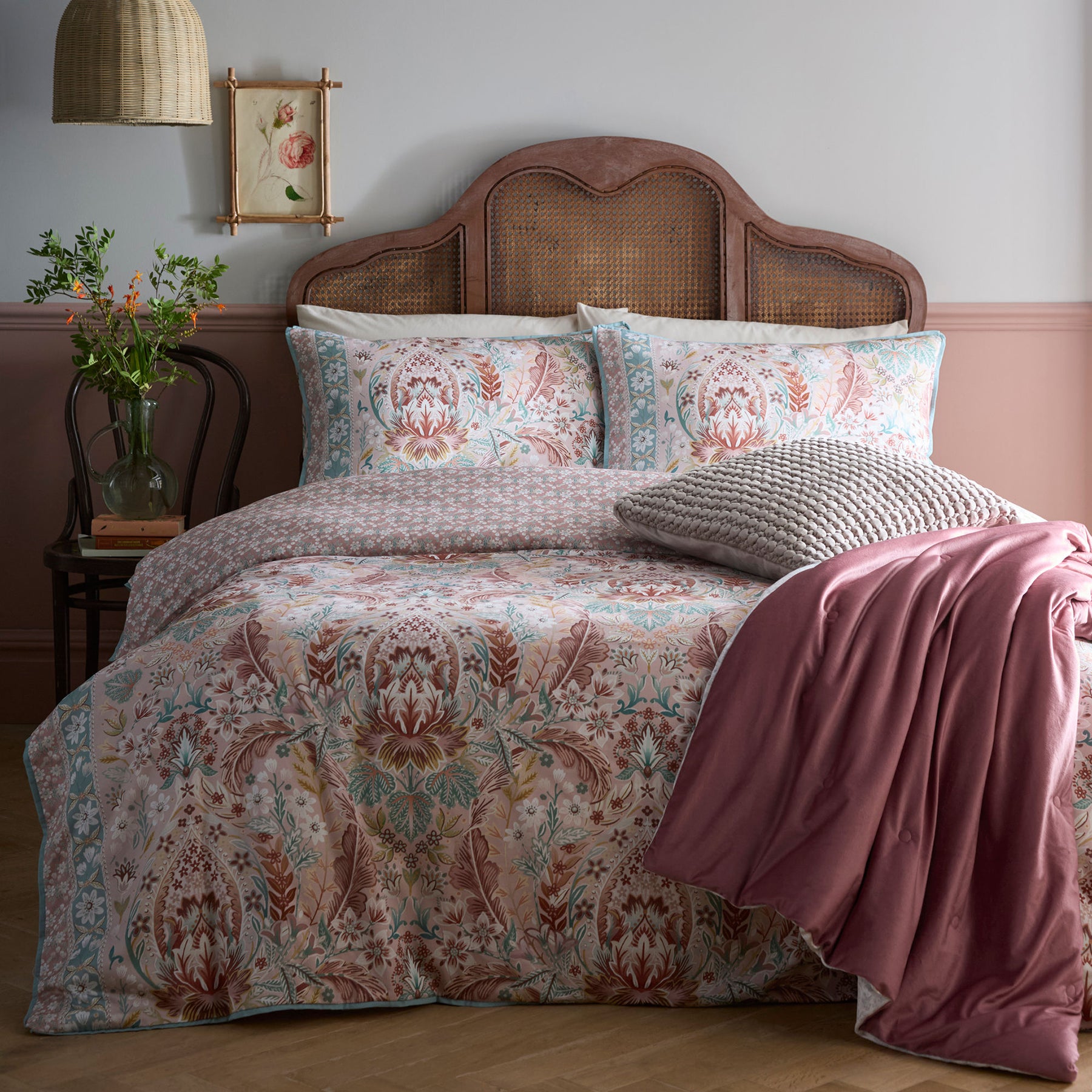 Appletree Floral Damask Duvet Cover Bedding Set Multi