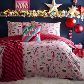 Fusion Festive Fancy Duvet Cover Bedding Set Pink