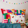Heya Home Festive-Val Baubles Pom-Pom Filled Cushion 30cm x 50cm Multi
