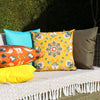 Folk Flora Floral Outdoor Filled Cushion 43cm x 43cm Ochre