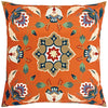 Folk Flora Floral Outdoor Filled Cushion 43cm x 43cm Orange
