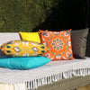 Folk Flora Floral Outdoor Filled Cushion 43cm x 43cm Orange
