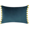 Paoletti Fiesta Velvet Filled Cushion 35cm x 50cm Indigo Olive