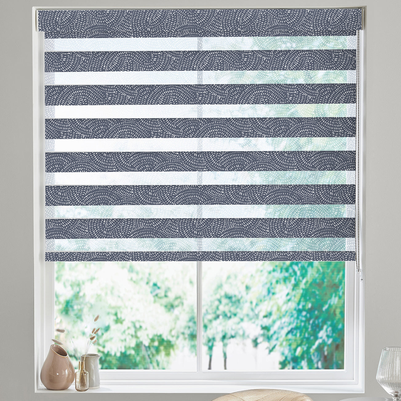 Swirl Made to Measure Day Night Blind Navy