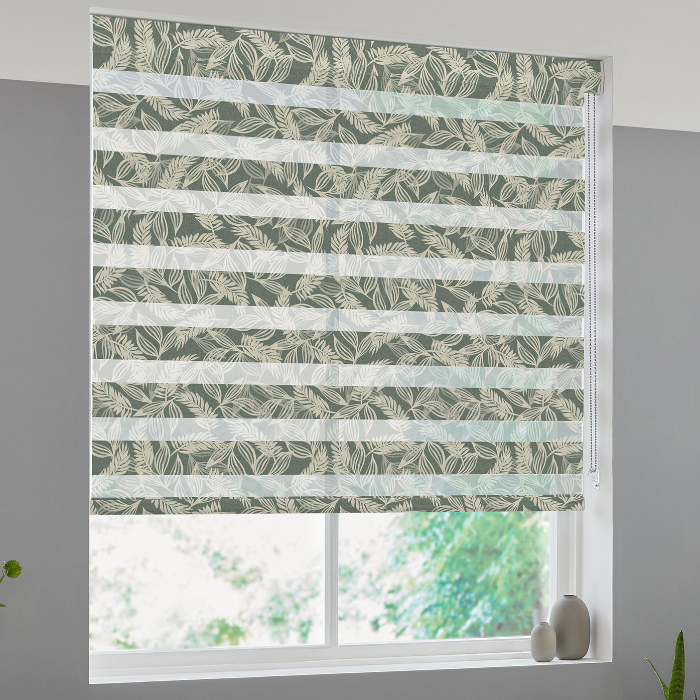 Foliage Made to Measure Day Night Blind Olive