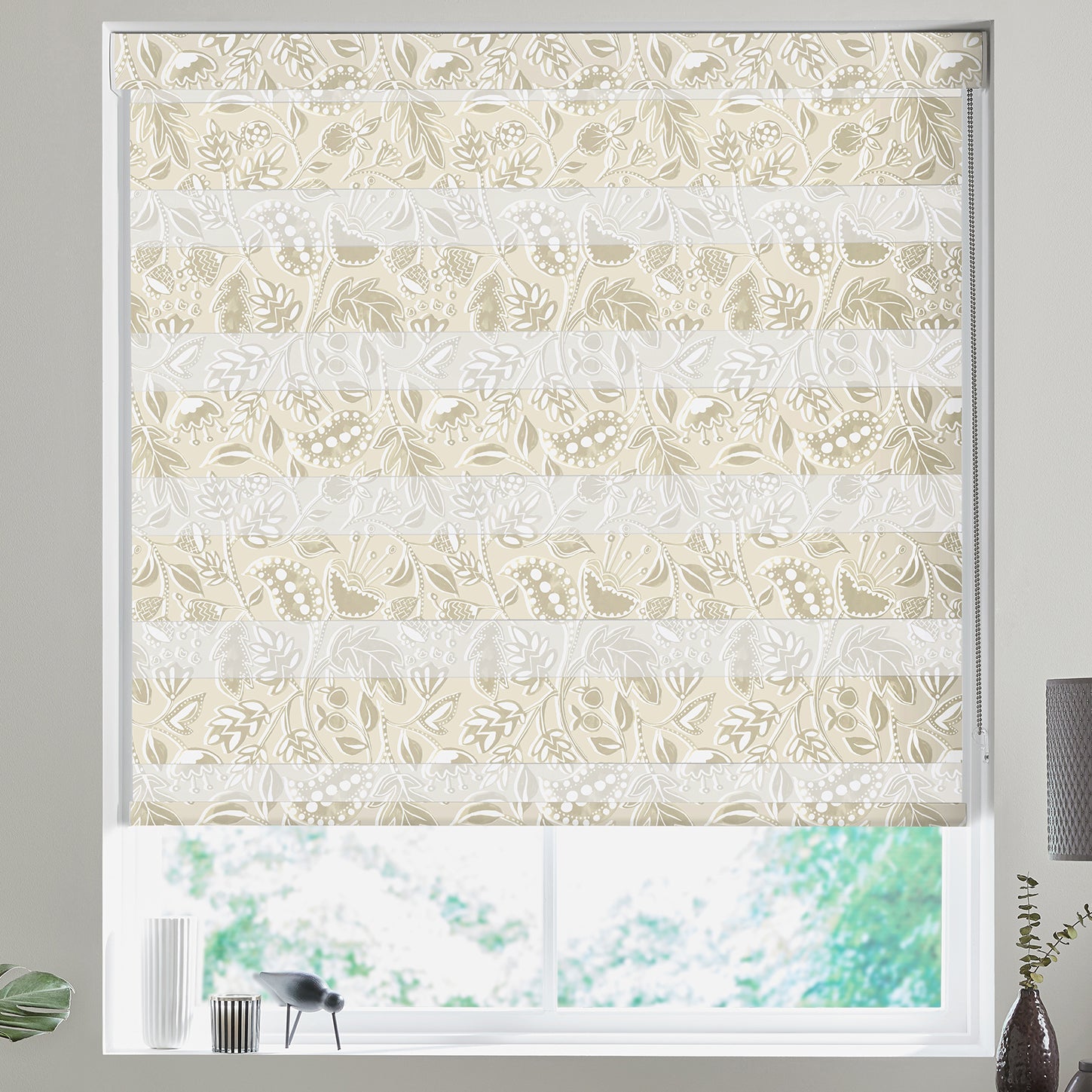Leafy Vine Made to Measure Day Night Blind Linen