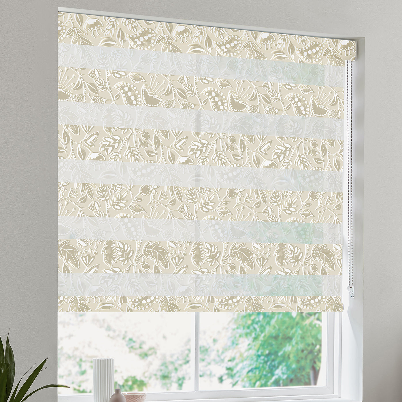 Leafy Vine Made to Measure Day Night Blind Linen
