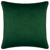 Figaro Floral Piped Velvet Filled Cushion 43cm x 43cm Green