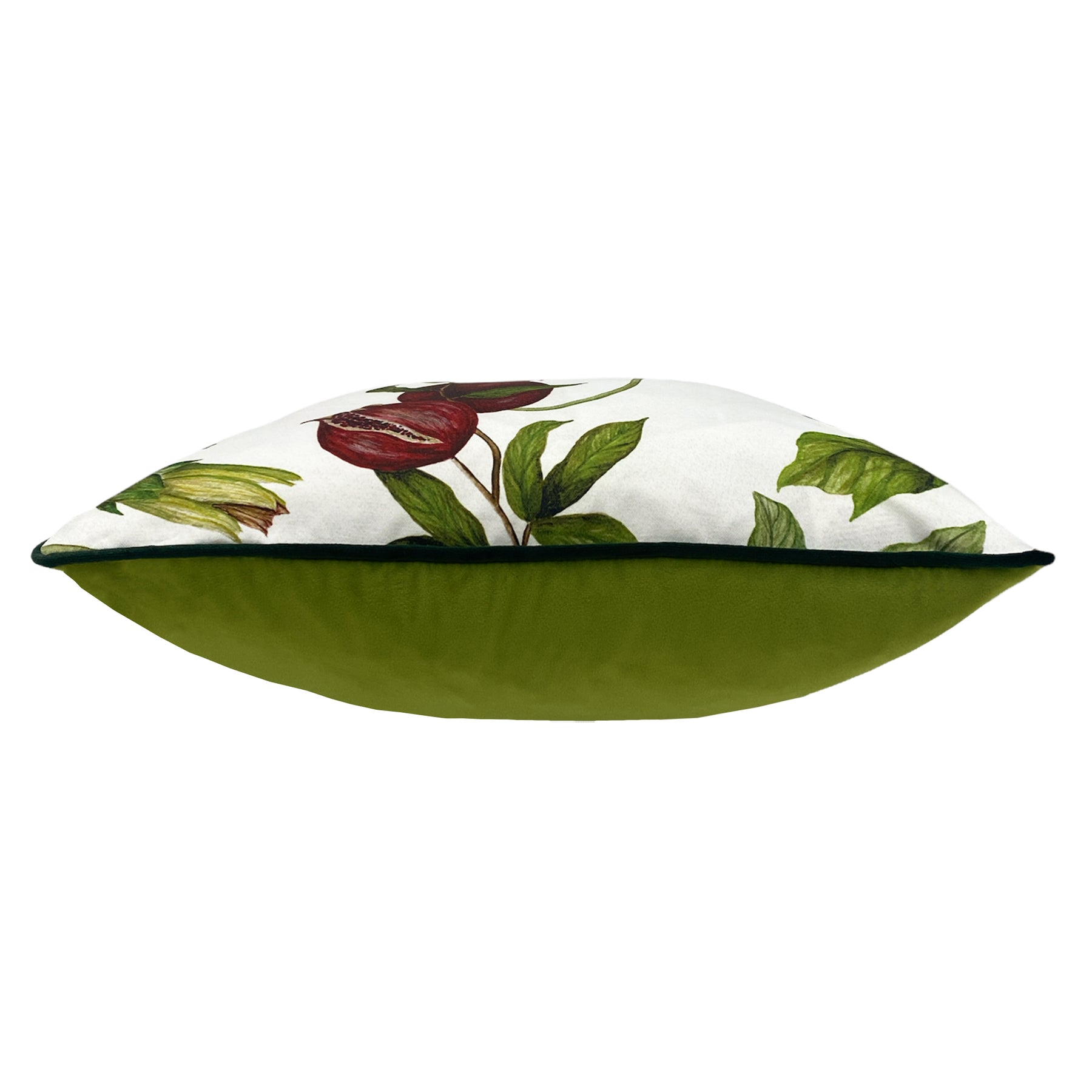 Figaro Floral Piped Velvet Filled Cushion 43cm x 43cm White