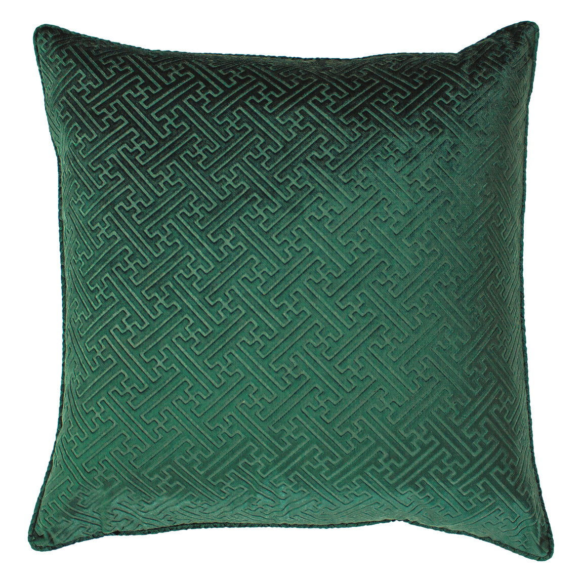 Florence Embossed Velvet Filled Cushion 55cm x 55cm Emerald