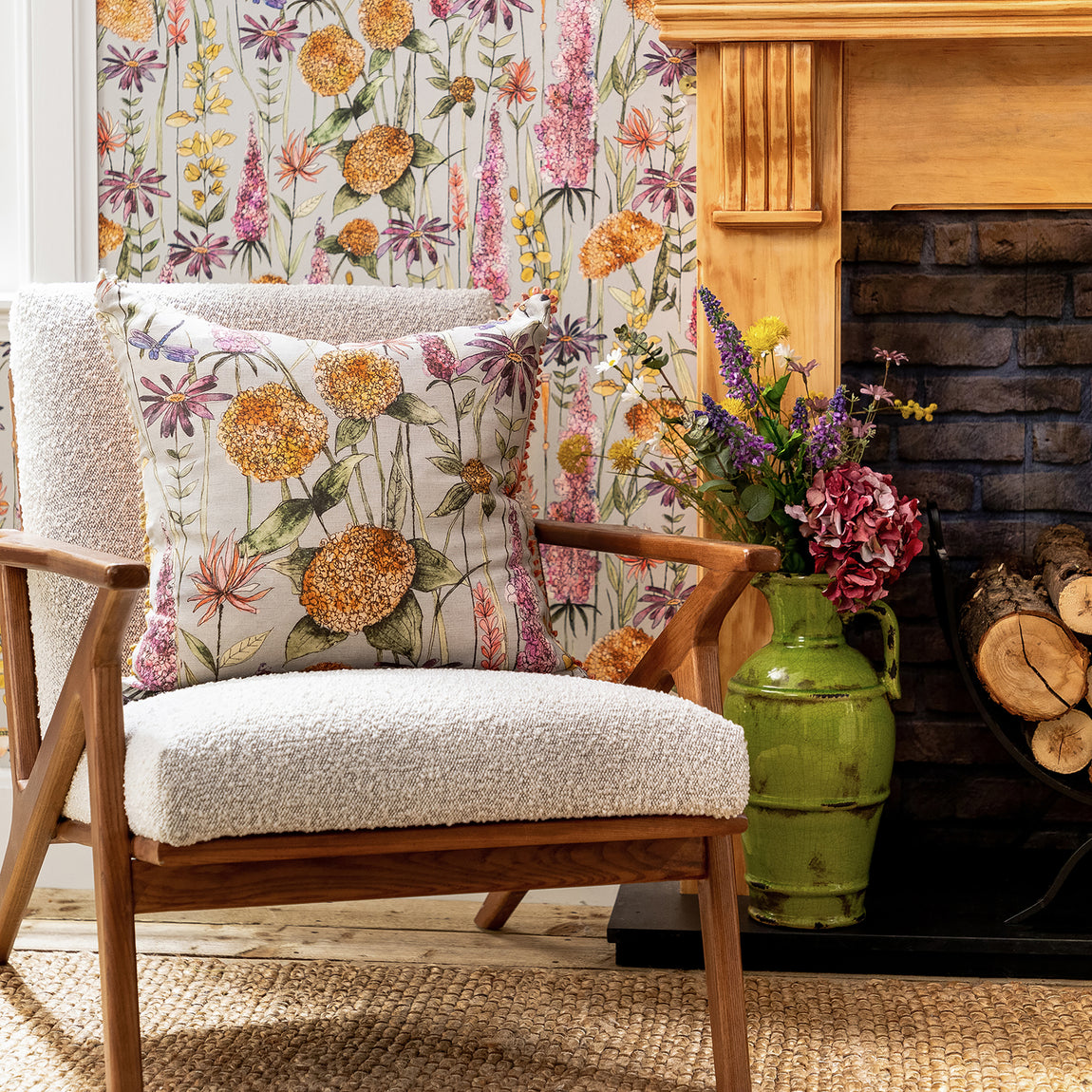 Voyage Maison Floribunda Feather Filled Cushion 55cm x 55cm Square