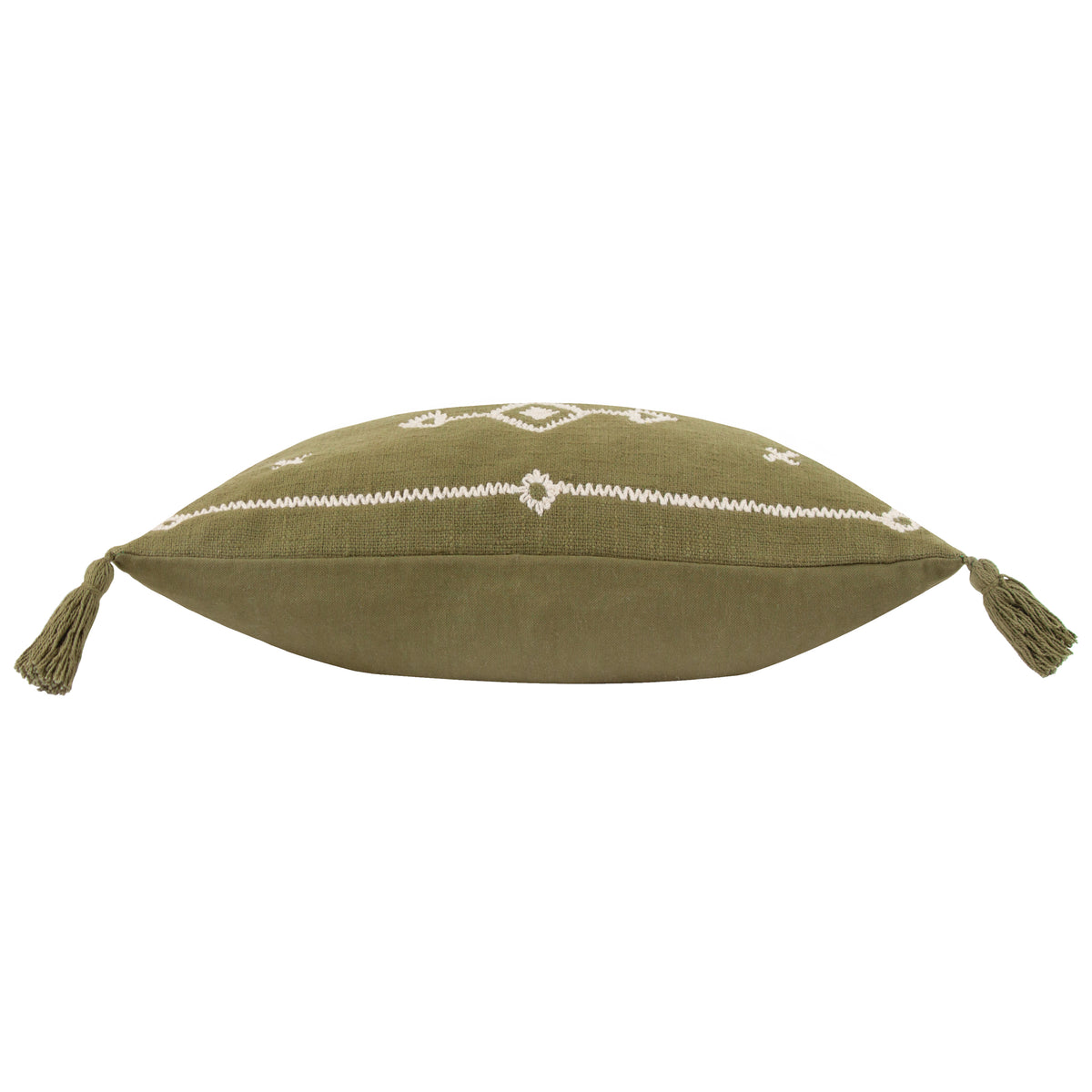 Yard Folis Embroidered Filled Cushion 30cm x 50cm Khaki