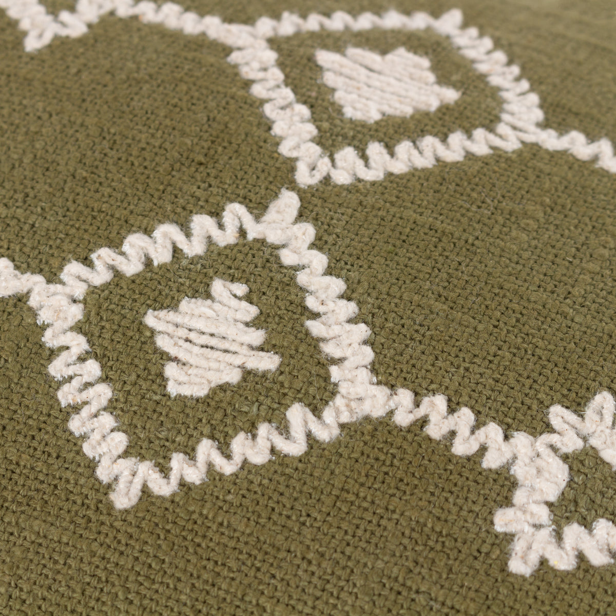 Yard Folis Embroidered Filled Cushion 30cm x 50cm Khaki