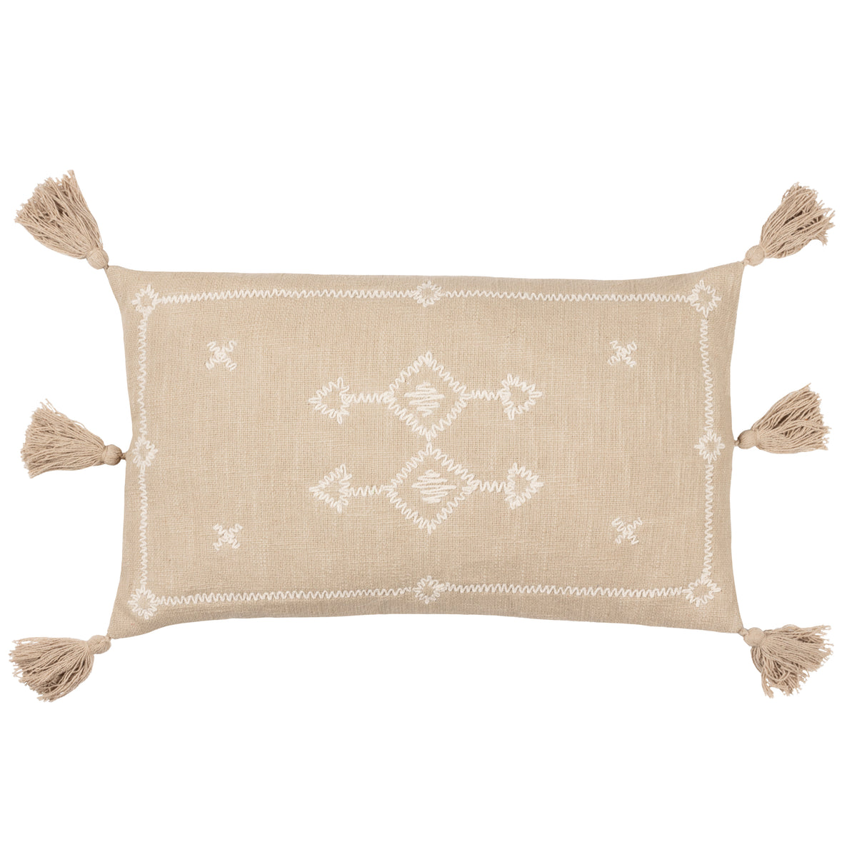 Yard Folis Embroidered Filled Cushion 30cm x 50cm Stone
