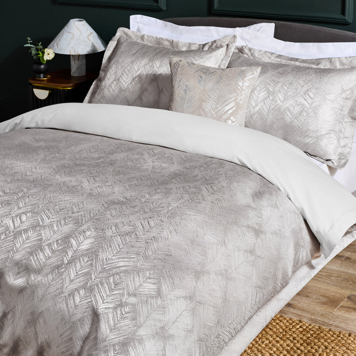 Clarke & Clarke Folius Duvet Cover Bedding Set Silver