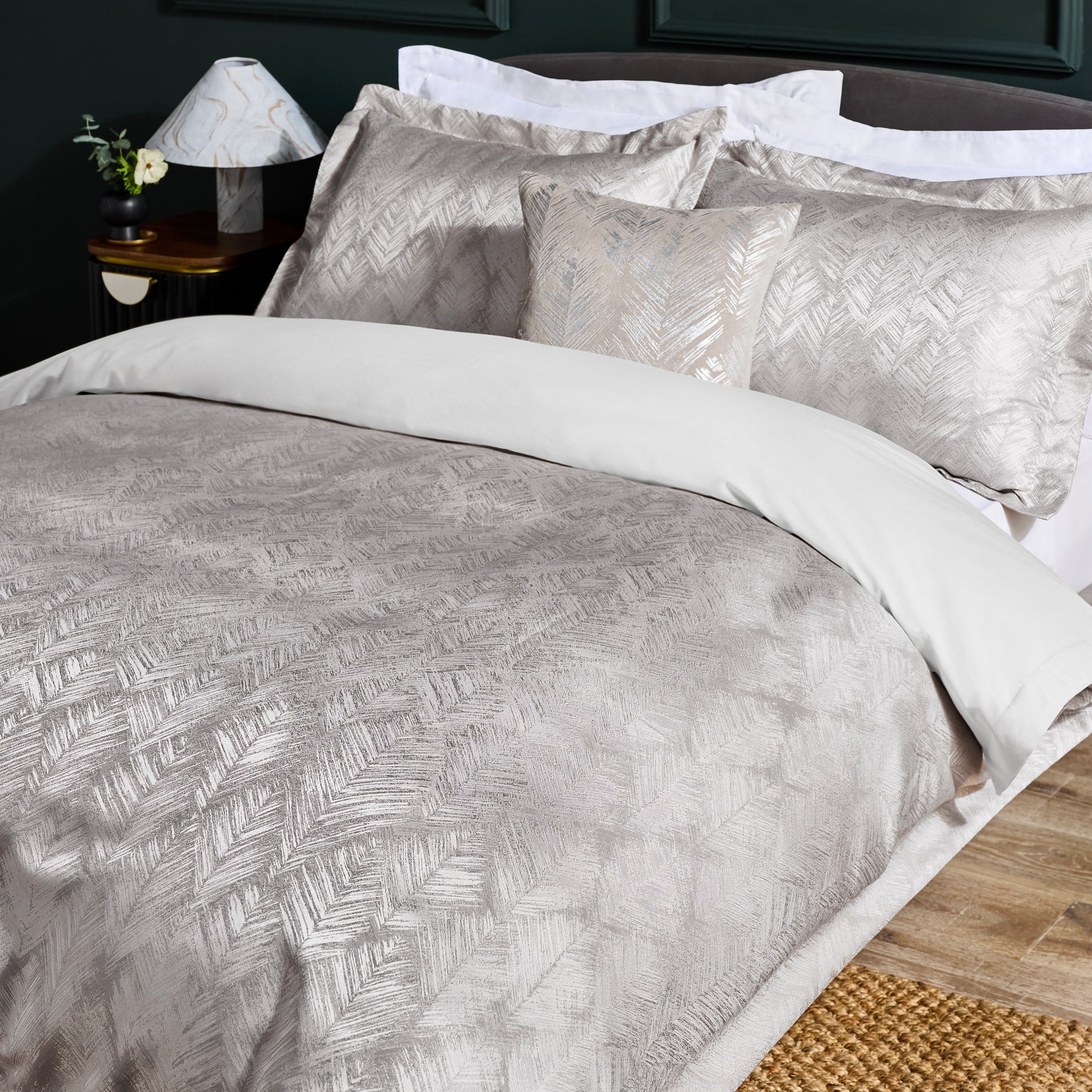 Clarke & Clarke Folius Duvet Cover Bedding Set Silver