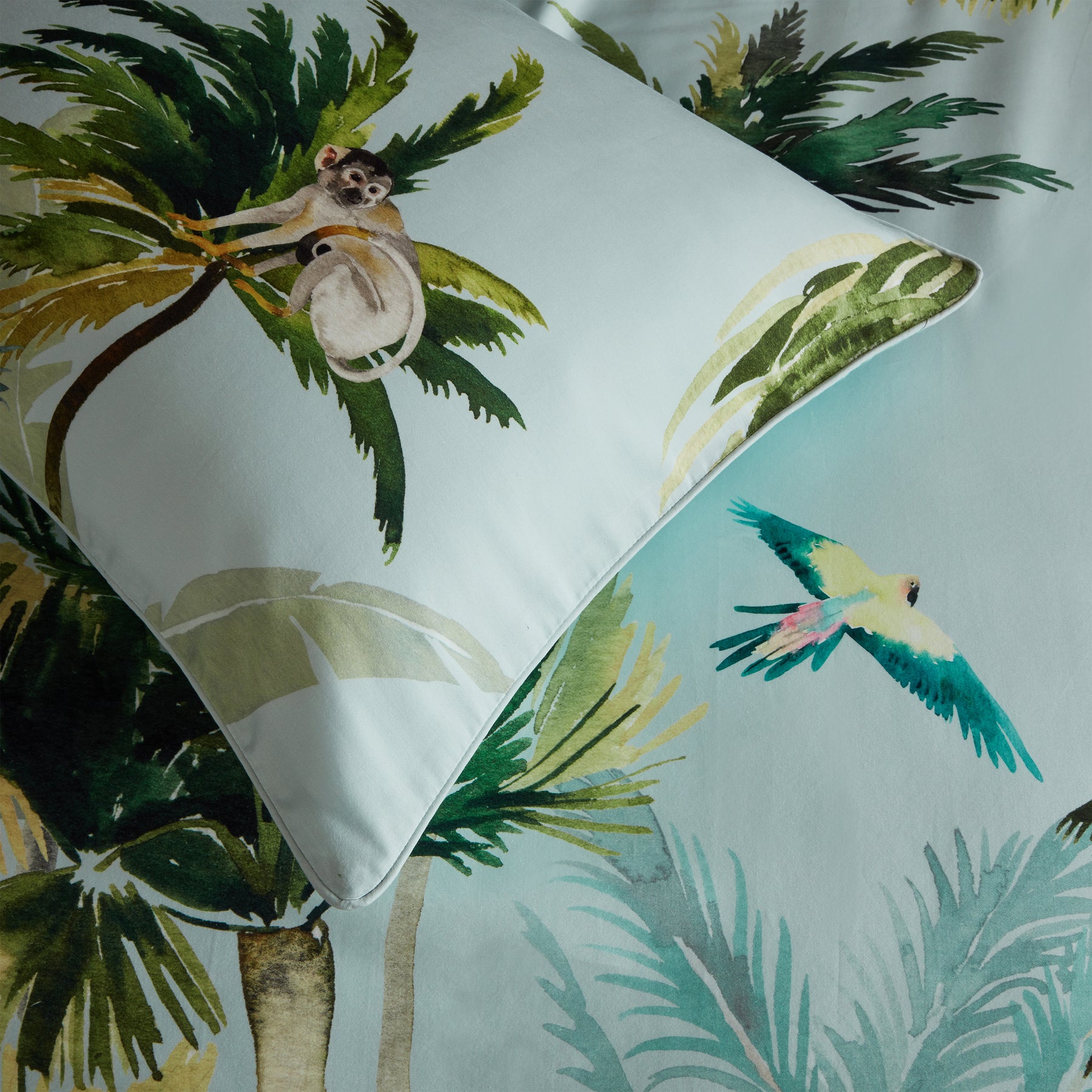 Paoletti Forster Tropical Palm Cotton Housewife Pair of Pillowcases Multi