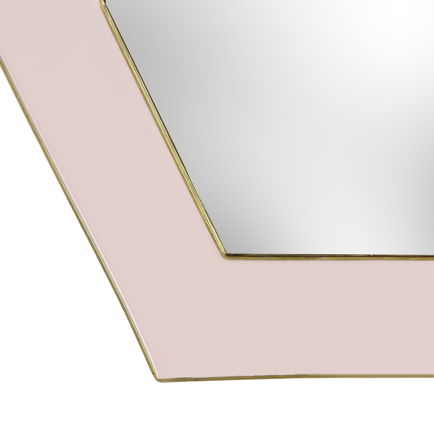 Framed Octagonal Wall Mirror 39cm x 59cm Mirror Pink