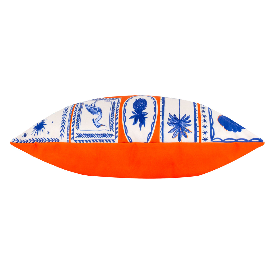 Frieze Abstract Boudoir Outdoor Filled Cushion 30cm x 50cm Coral Blue