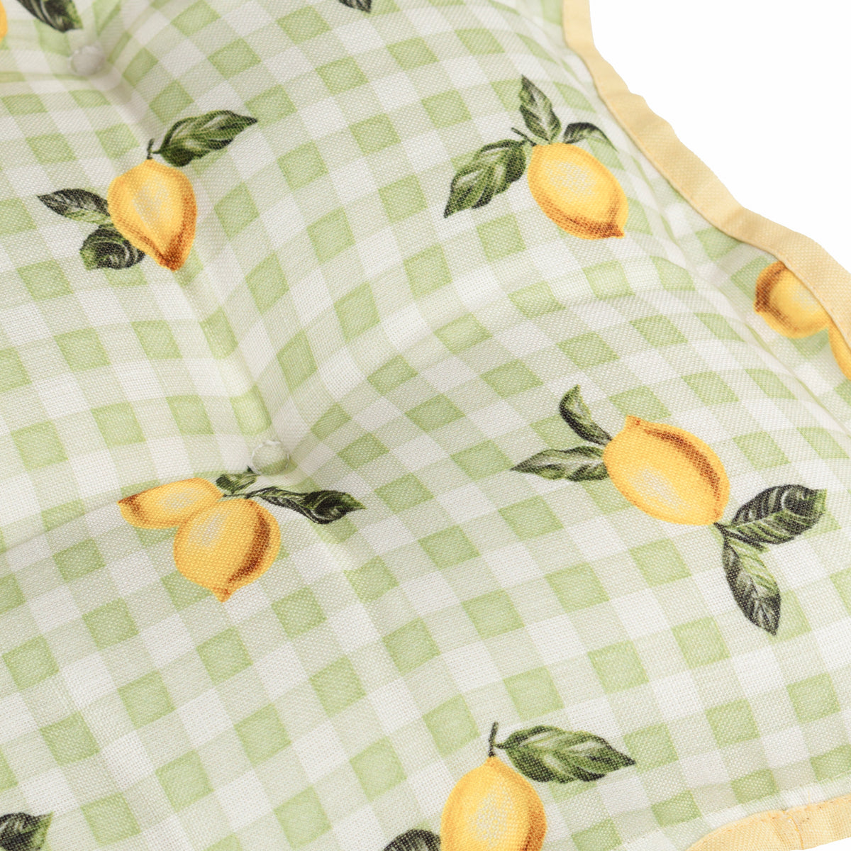 Furn Fruits Lemons Set of 2 Gingham Check 40cm x 40cm Outdoor Seat Pads Sage