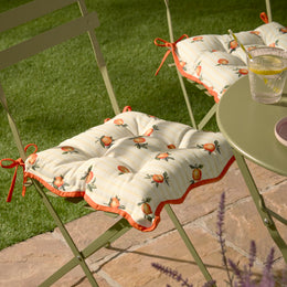 Furn Fruits Oranges Set of 2 Striped 40cm x 40cm Outdoor Seat Pads Yellow