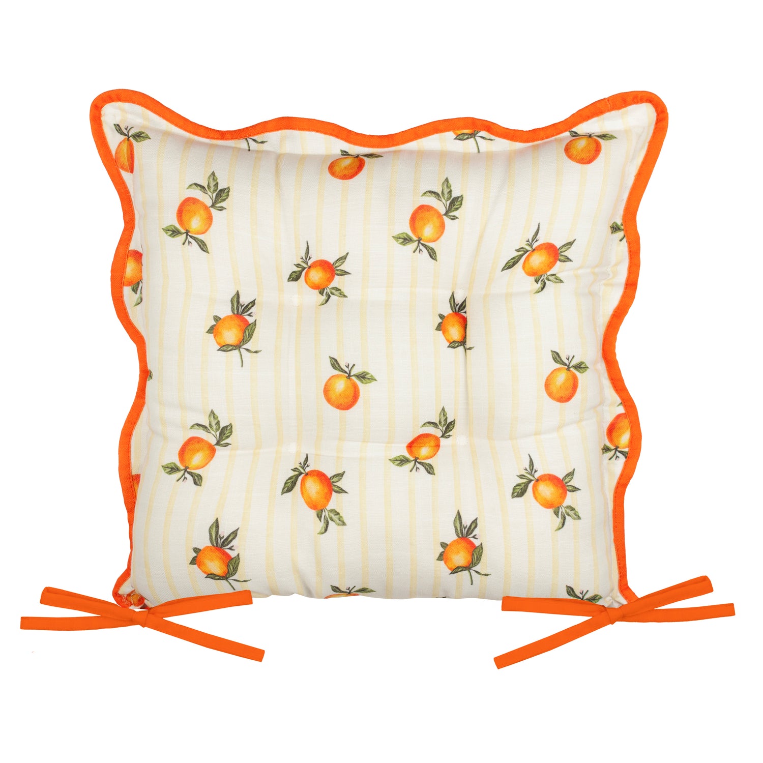 Furn Fruits Oranges Set of 2 Striped 40cm x 40cm Outdoor Seat Pads Yellow
