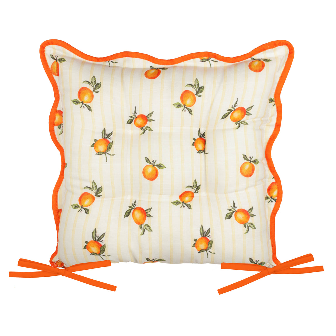 Furn Fruits Oranges Set of 2 Striped 40cm x 40cm Outdoor Seat Pads Yellow