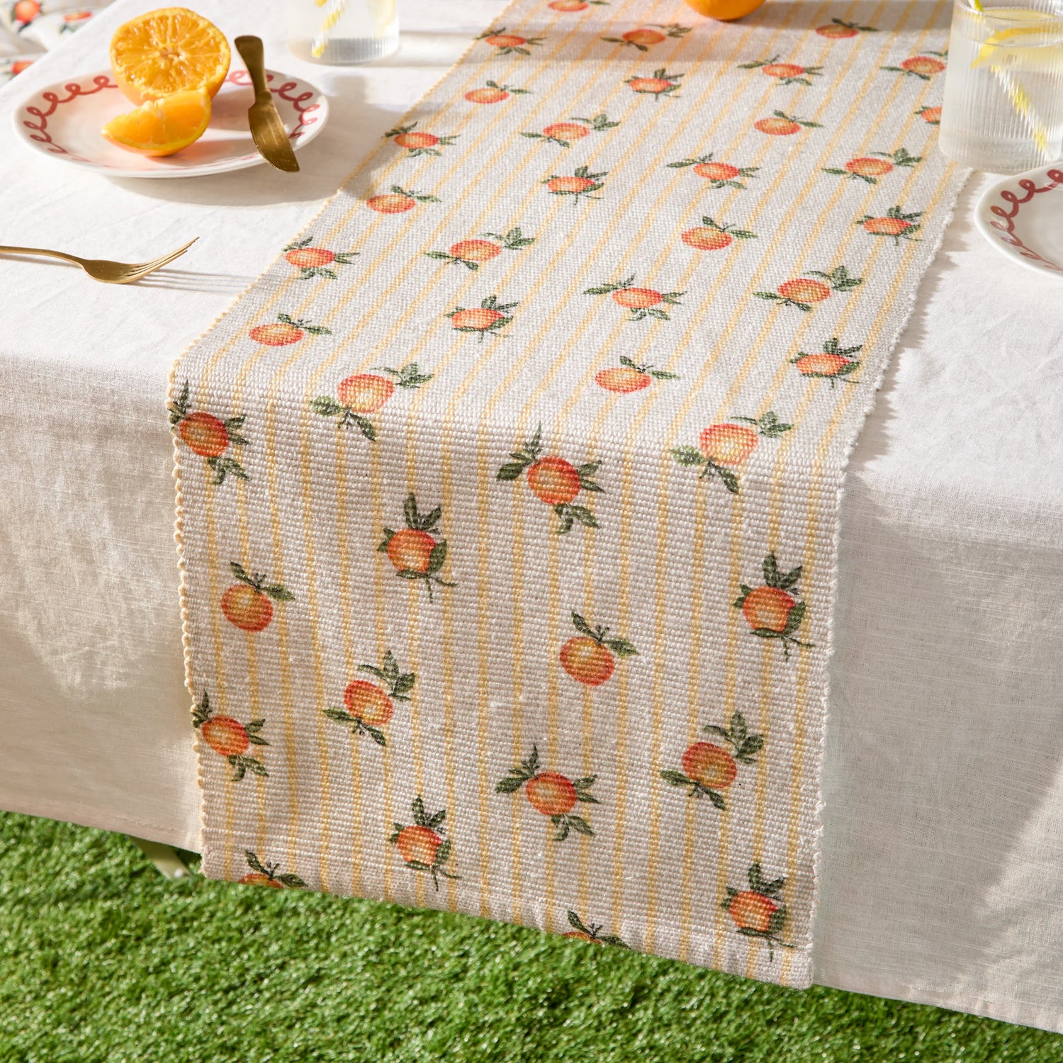 Furn Fruits Oranges 35cm x 220cm Outdoor Runner Yellow