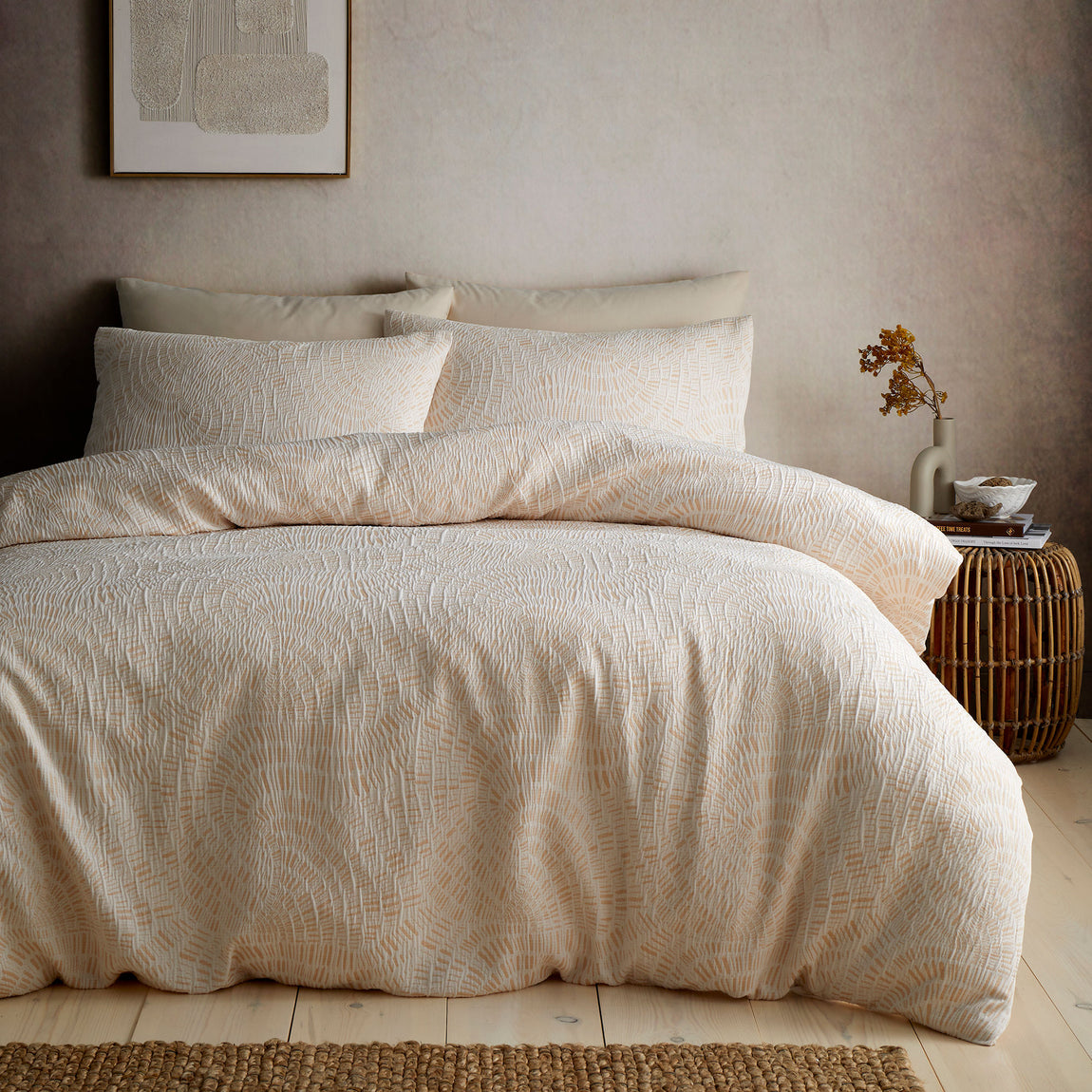 Appletree Fossil Jacquard Duvet Cover Bedding Set Natural