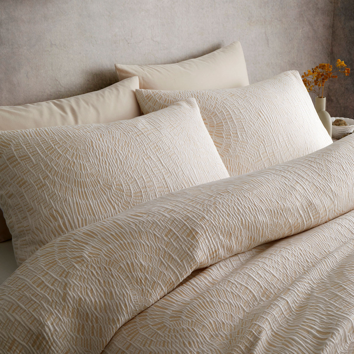Appletree Fossil Jacquard Duvet Cover Bedding Set Natural