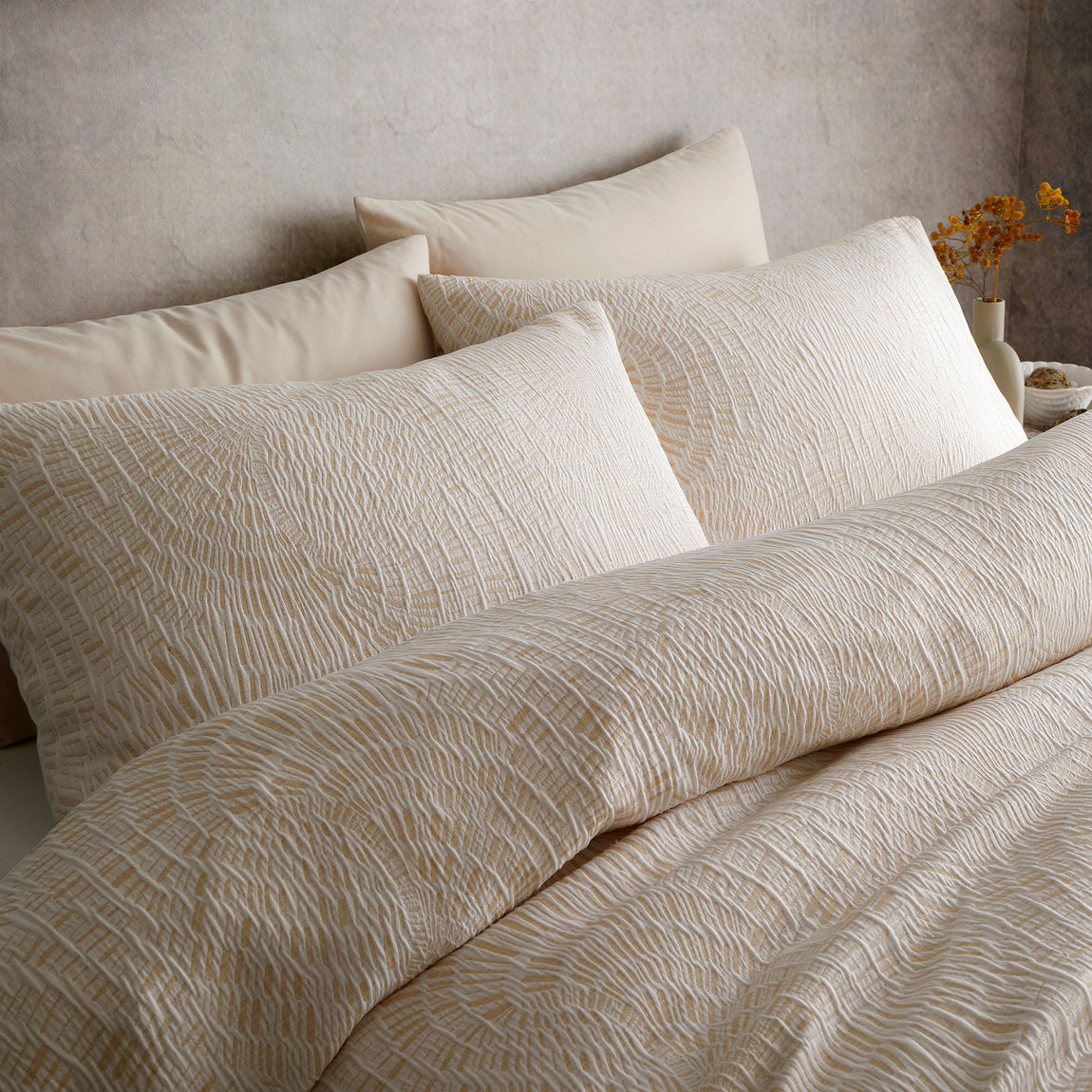 Appletree Fossil Jacquard Duvet Cover Bedding Set Natural