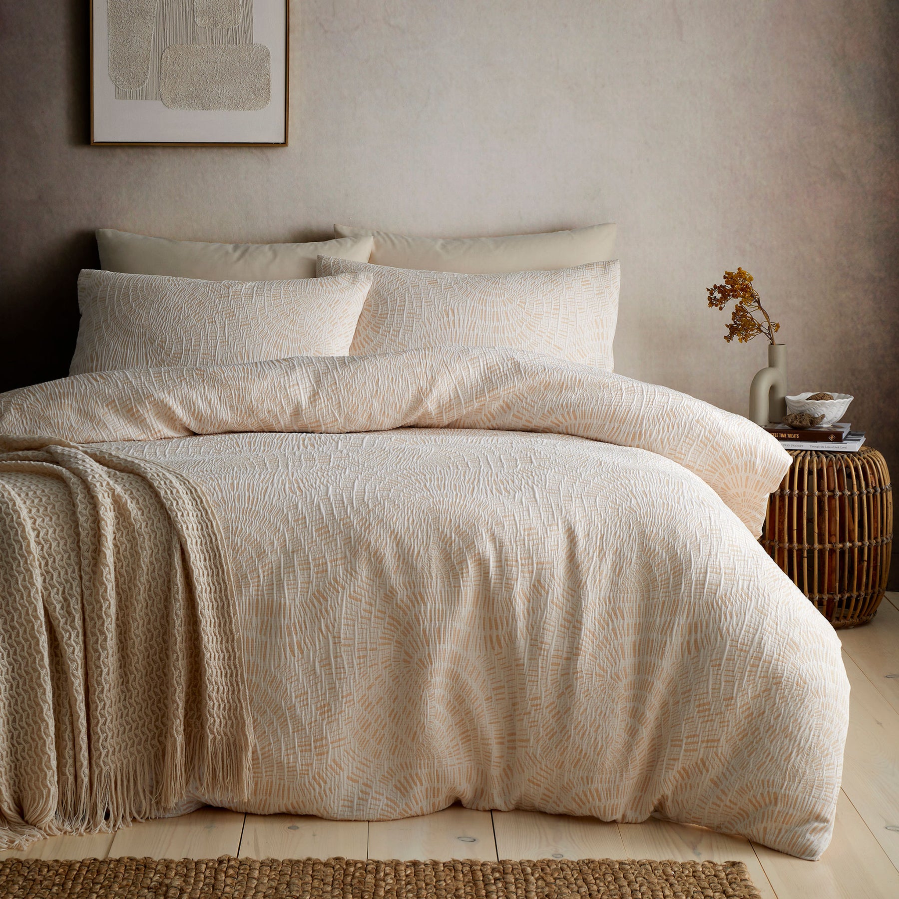 Appletree Fossil Jacquard Duvet Cover Bedding Set Natural