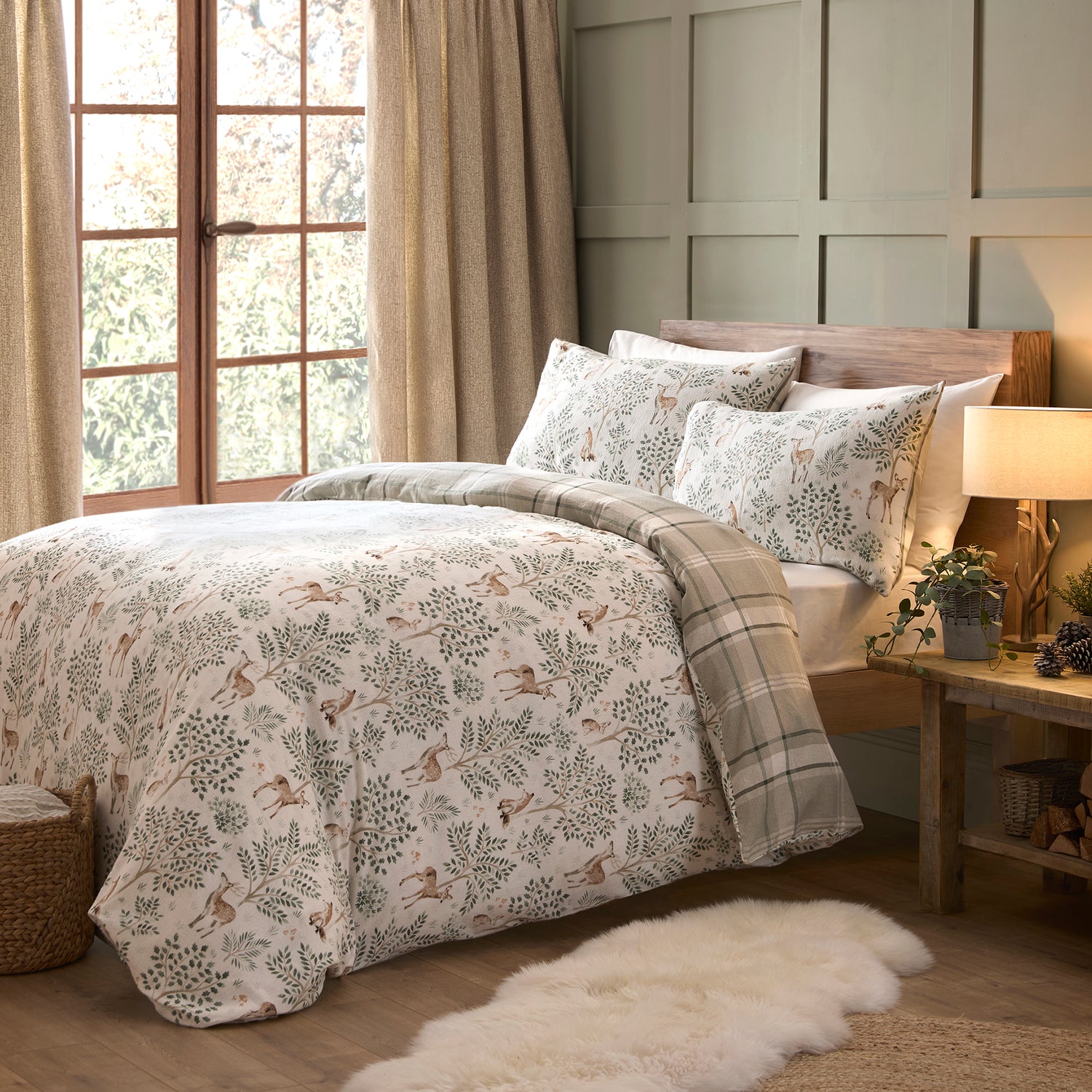 Dreams & Drapes Forest Animals Brushed Cotton Duvet Cover Bedding Set Natural