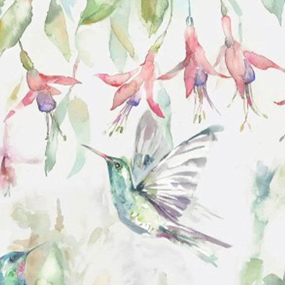 Voyage Maison Fuchsia Flight Printed Cotton Fabric Cream