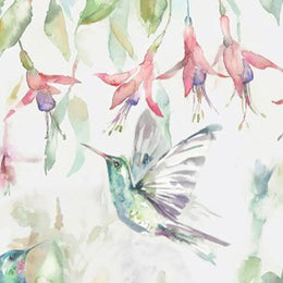 Voyage Maison Fuchsia Flight Printed Cotton Fabric Cream
