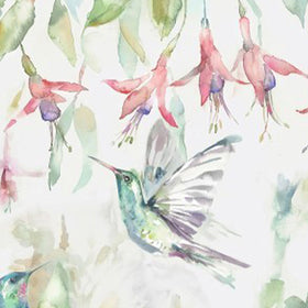 Voyage Maison Fuchsia Flight Printed Cotton Fabric Cream