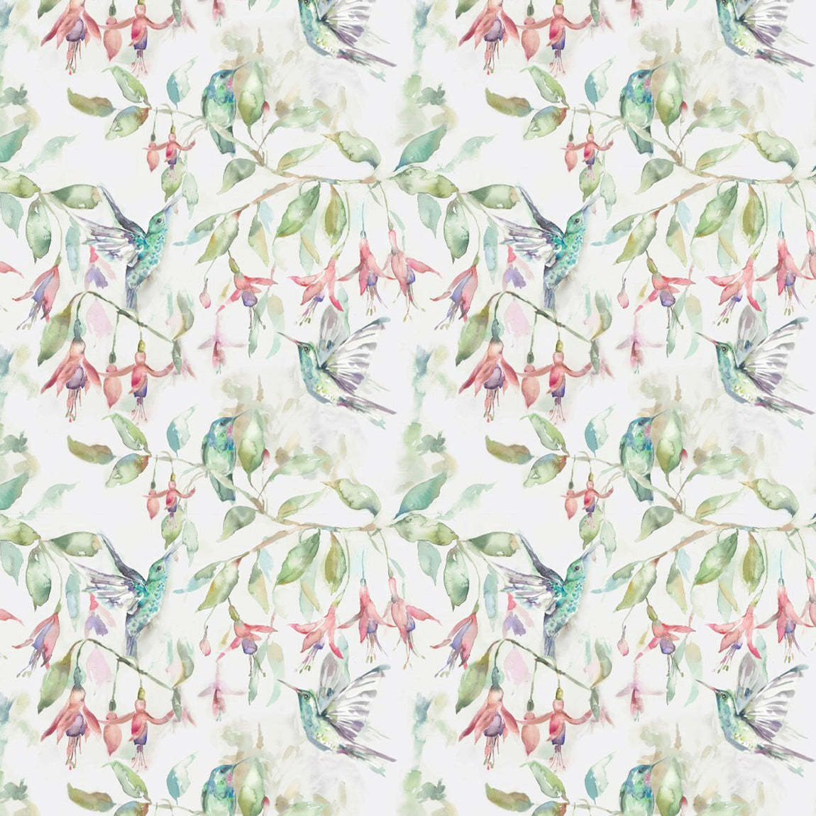 Voyage Maison Fuchsia Flight Printed Cotton Fabric Cream