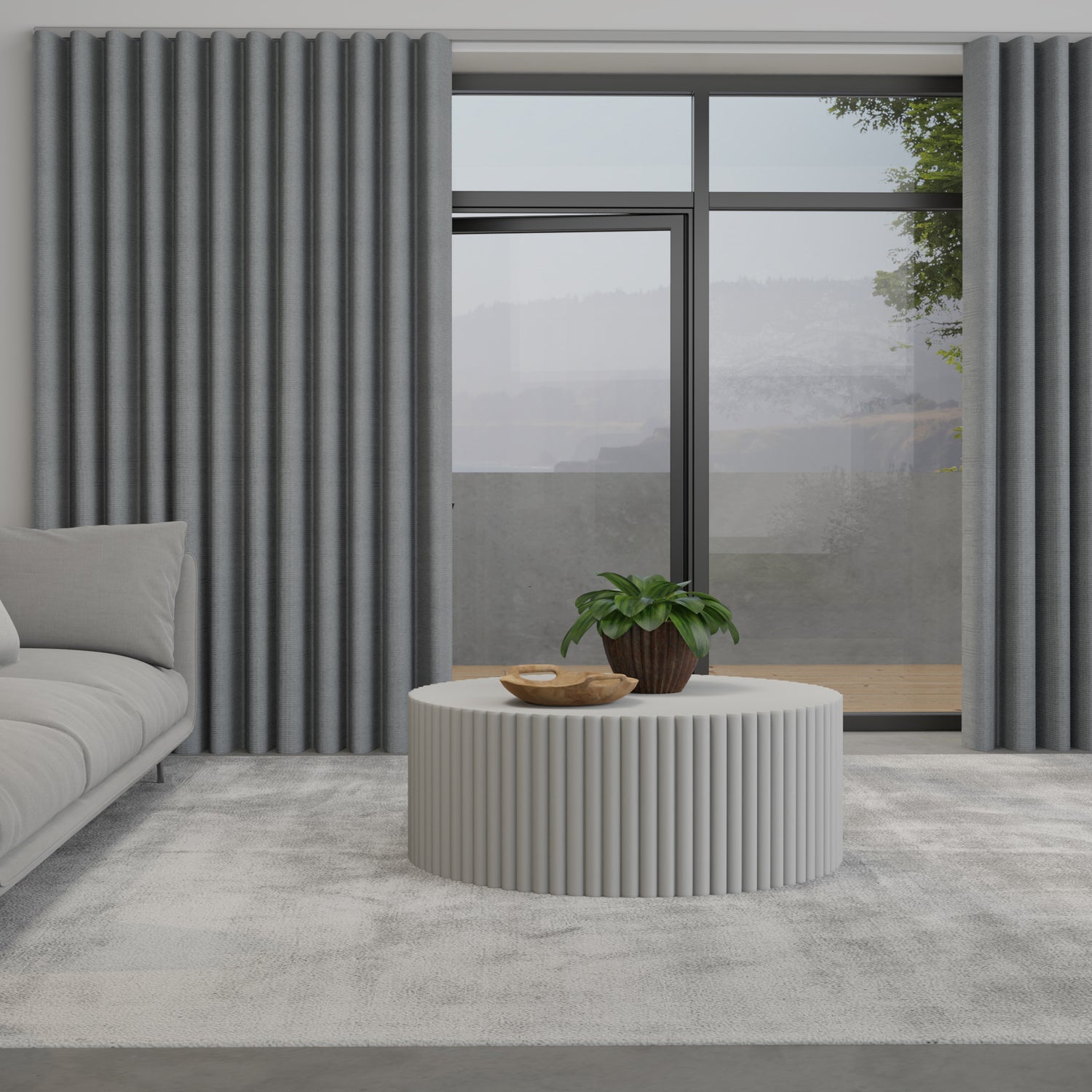 Mika Made to Measure Wave Curtain + FREE Track Graphite