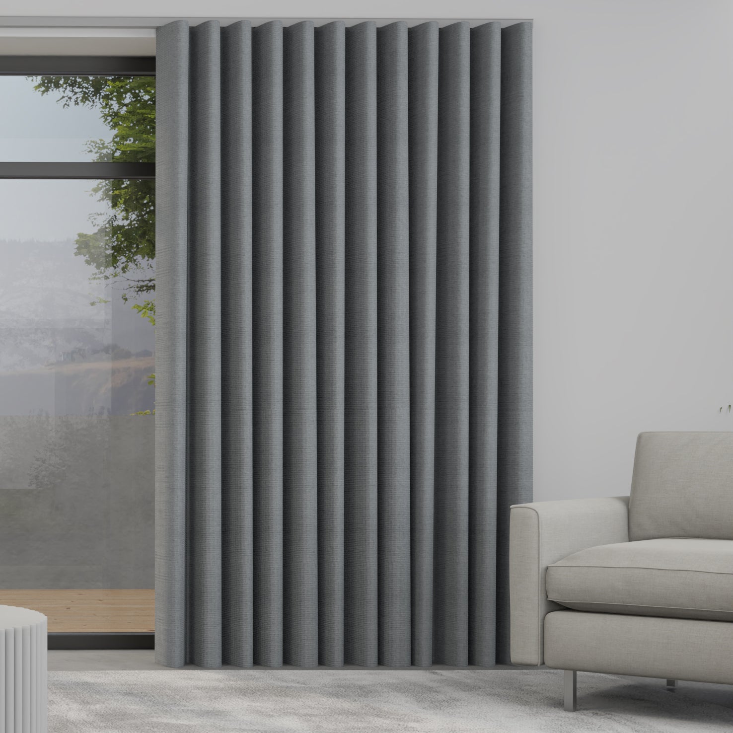 Mika Made to Measure Wave Curtain + FREE Track Graphite