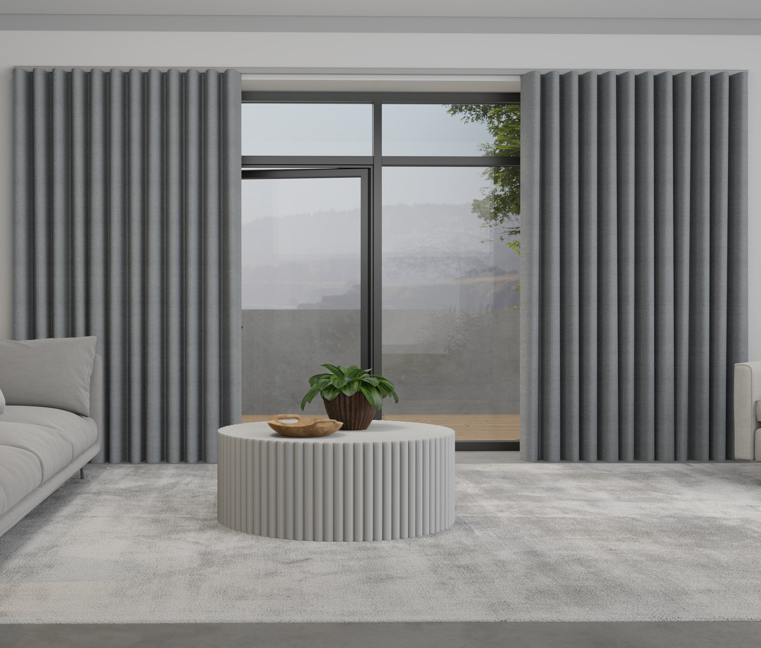 Mika Made to Measure Wave Curtain + FREE Track Graphite