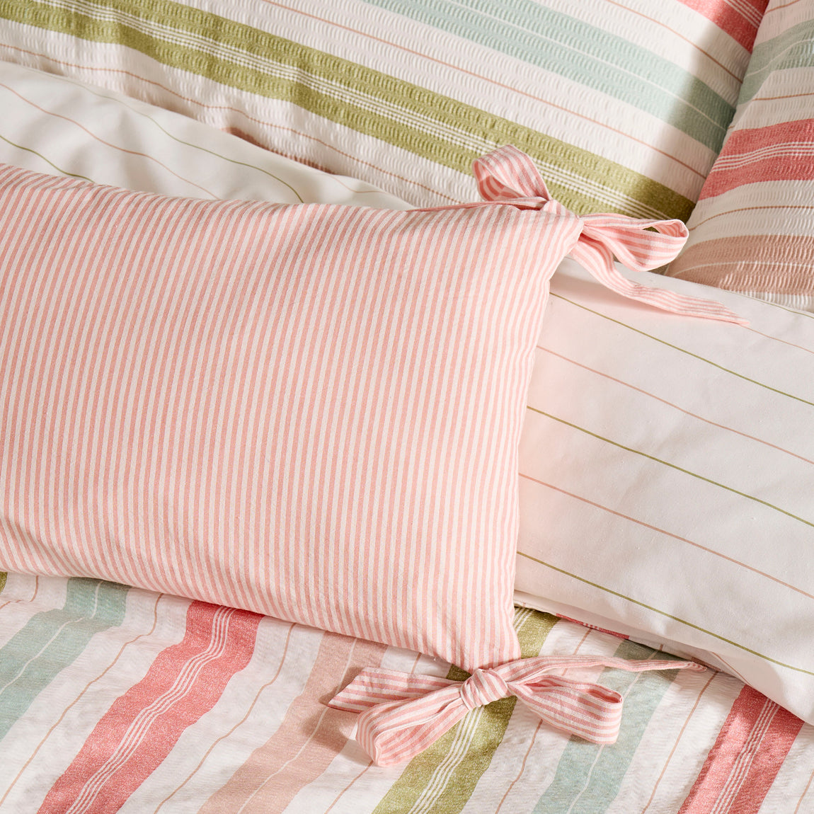 Laura Ashley Flaxley Stripe 30cm x 50cm Filled Boudoir Pink