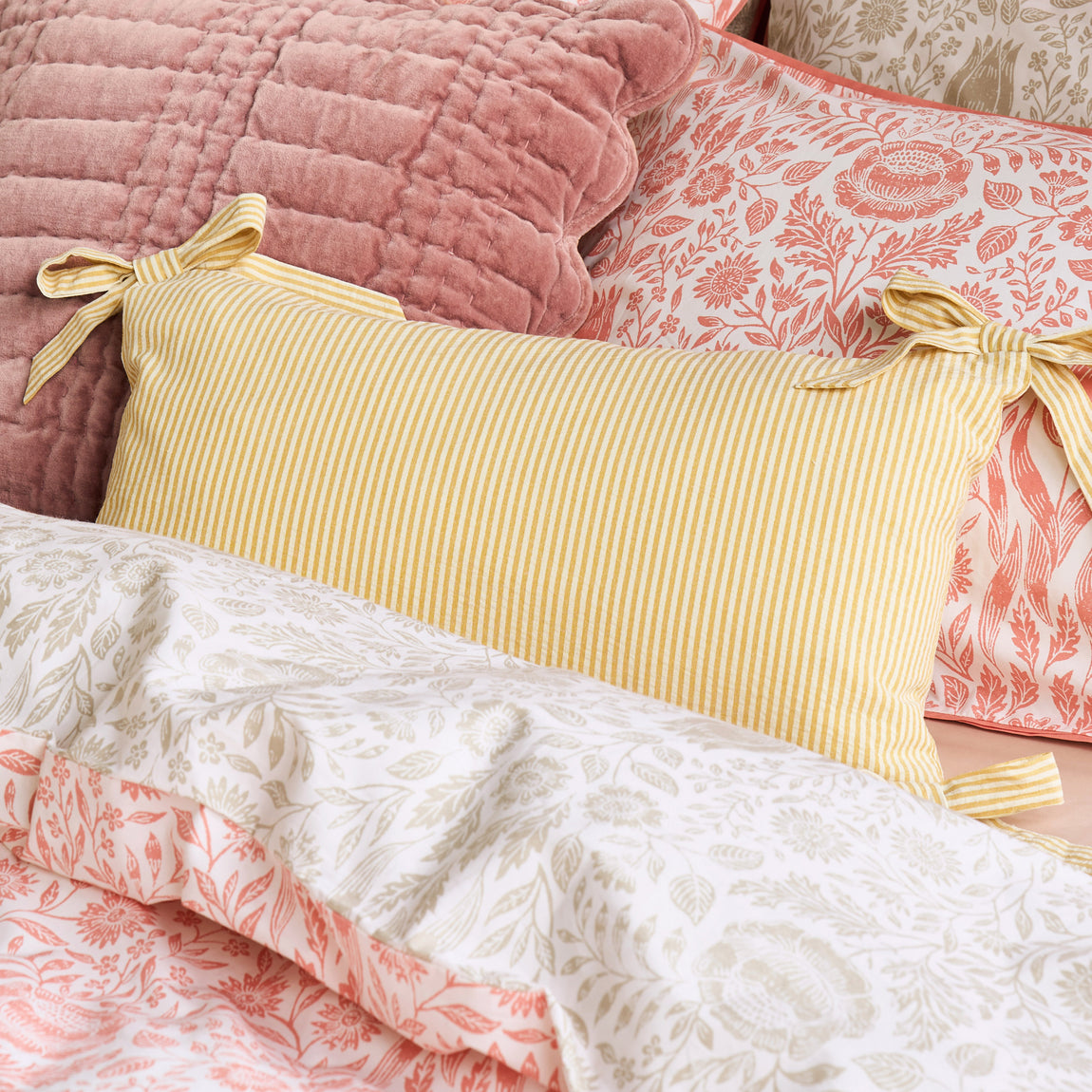 Laura Ashley Flaxley Stripe 30cm x 50cm Filled Boudoir Yellow