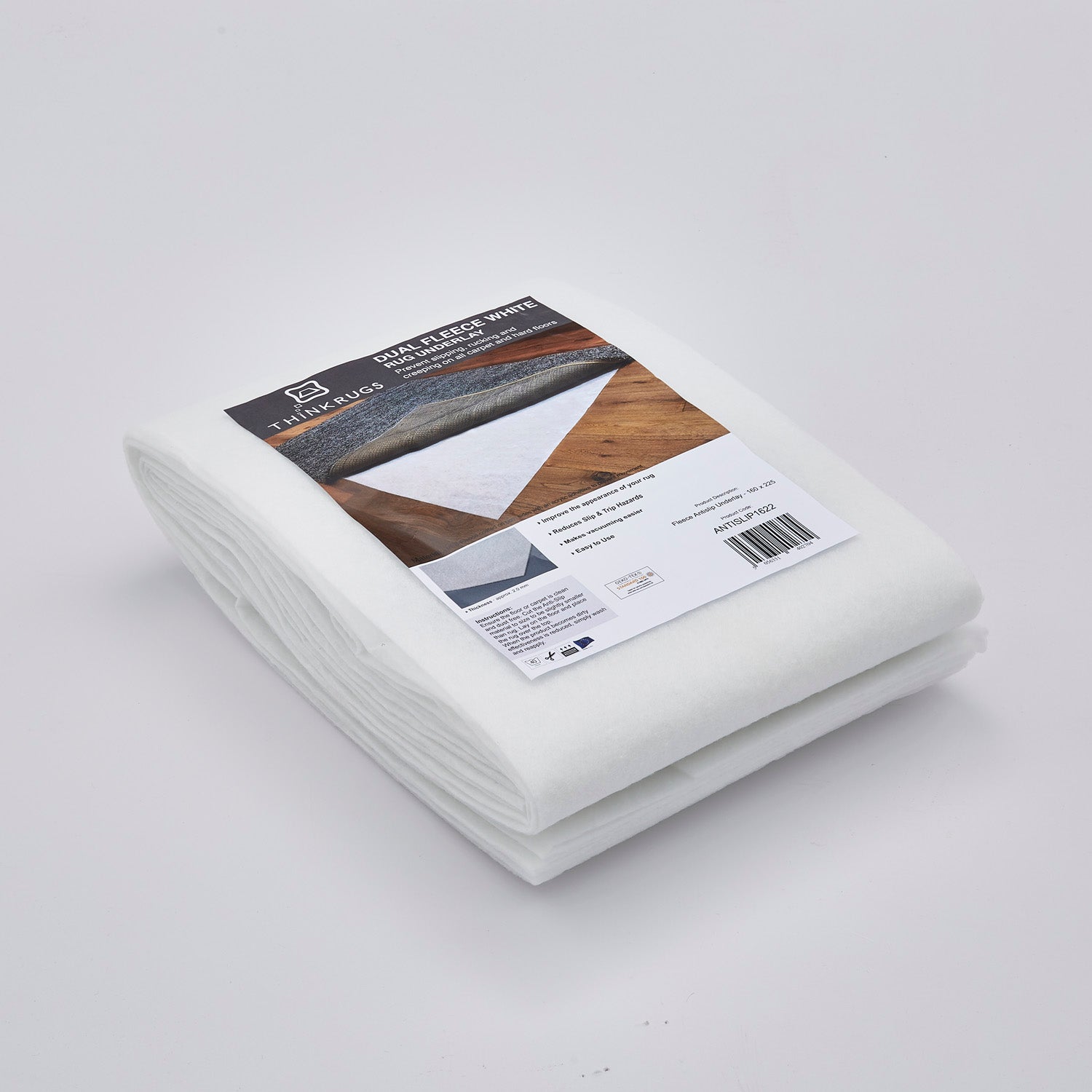 Fleece Antislip Underlay 240cm x 290cm Rug white