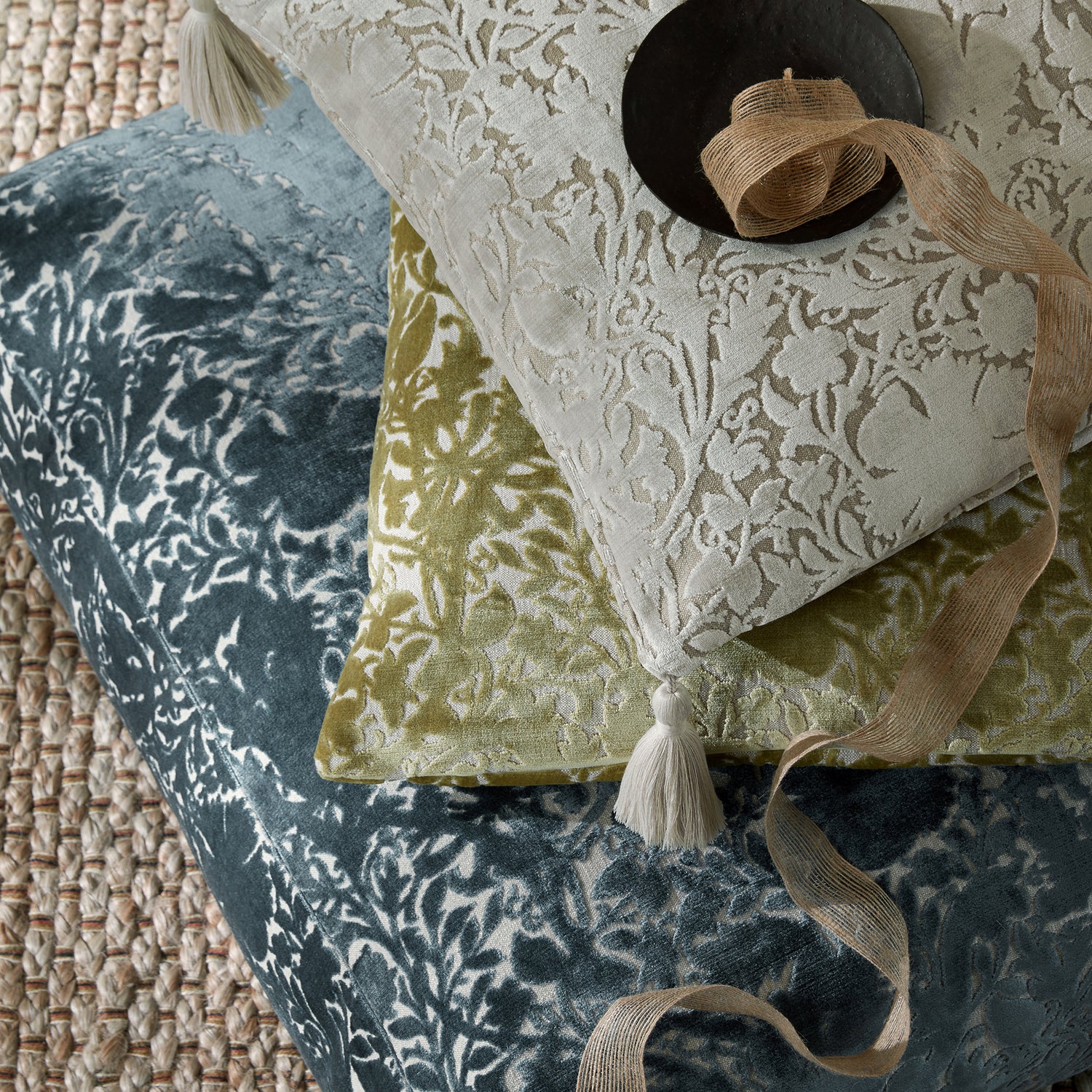 William Morris At Home Compton Silhouette Velvet Fabric Indigo