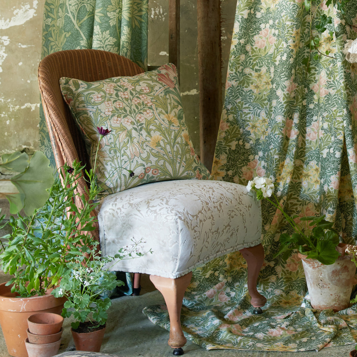 William Morris At Home Compton Silhouette Velvet Fabric Cloud