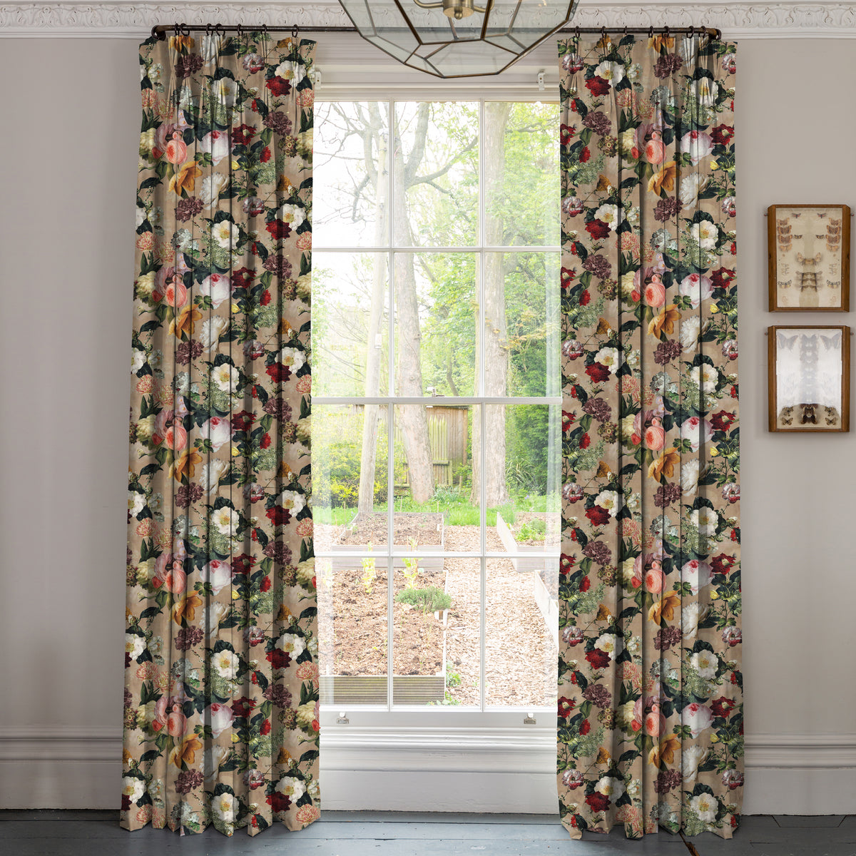 Linda Barker Florabunda Velvet Fabric Parchment