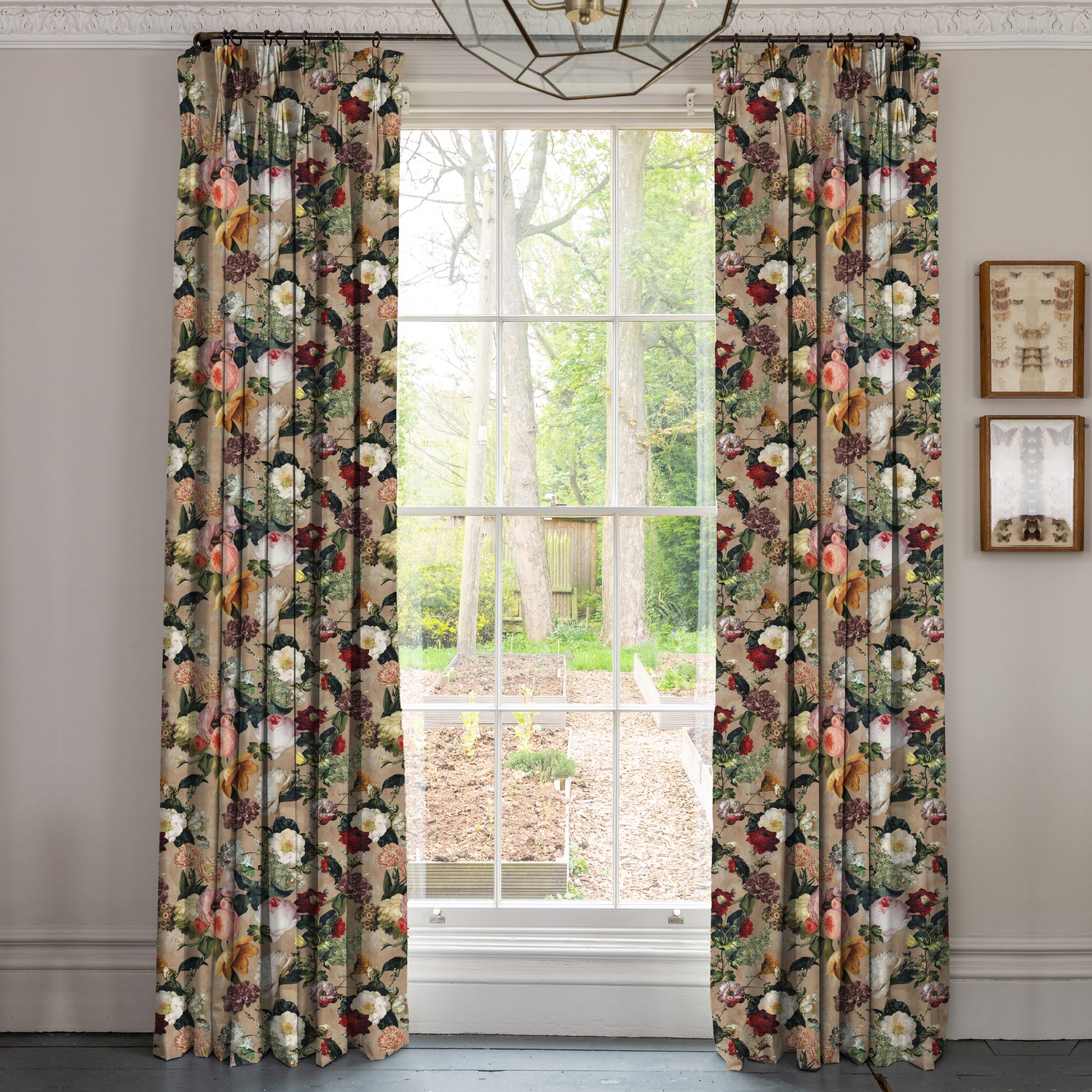 Linda Barker Florabunda Velvet Made To Measure Curtains Parchment